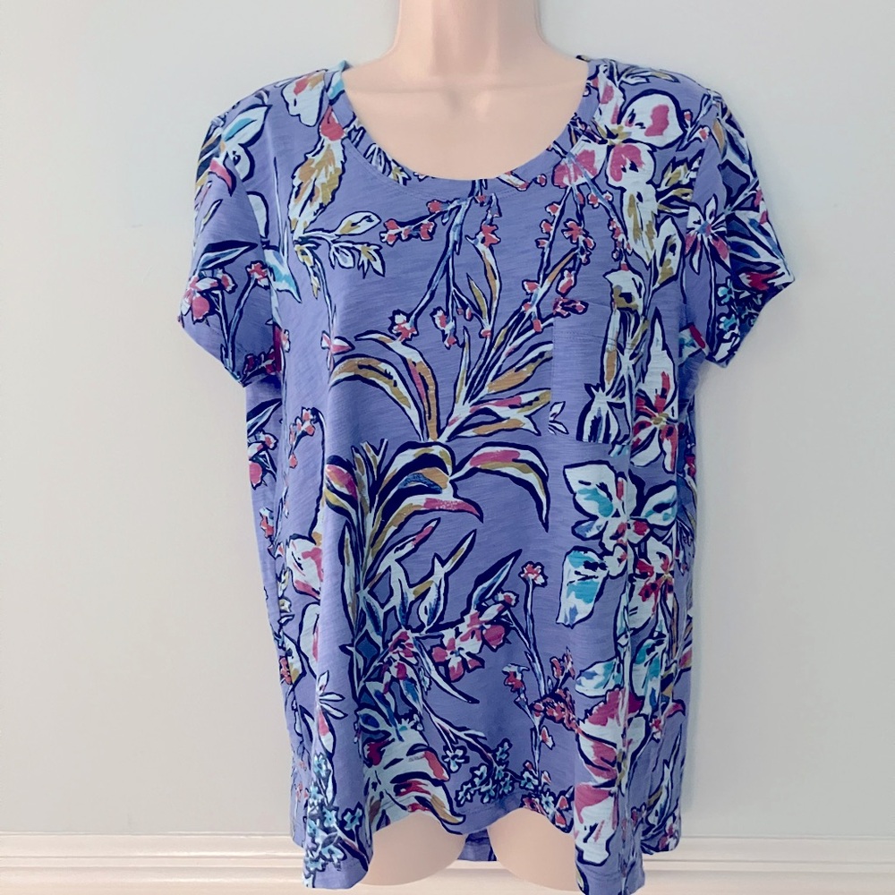 Escape by Habitat vibrant short sleeve tee top floral comfy casual cotton boho S